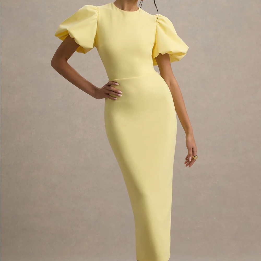 Club London Dakota Lemon Puff-Sleeve Dress 2